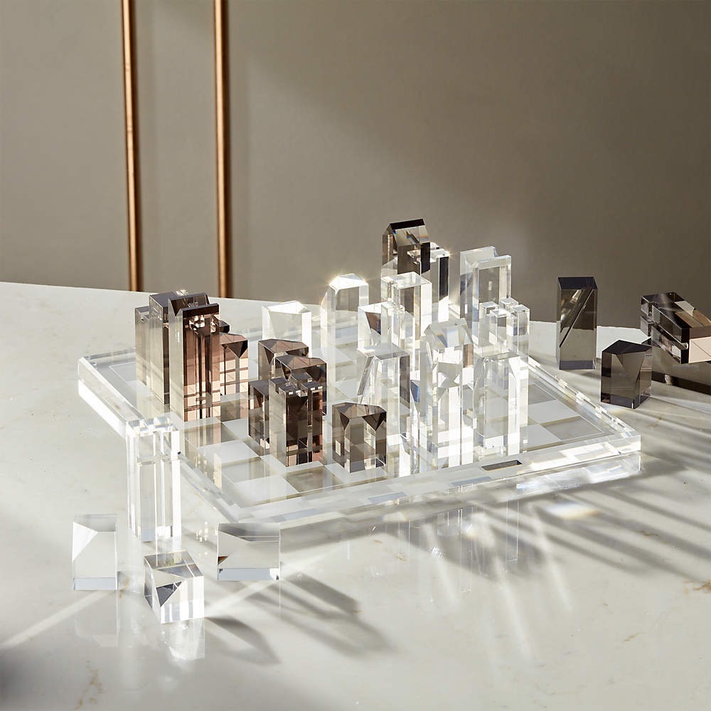 CB2 Clear and Smoke Grey Acrylic Chess Set - Picture 5 of 6